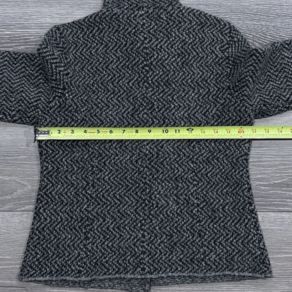 Eileen Fisher Wool Alpaca Herringbone Moto Jacket‎ PS Moon Gray Asymmetrical Zip